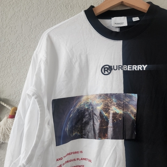 Burberry Winlow Cut Out Sleeve Cotton Montage Print Long Sleeve Shirt Mens XS - Picture 4 of 12